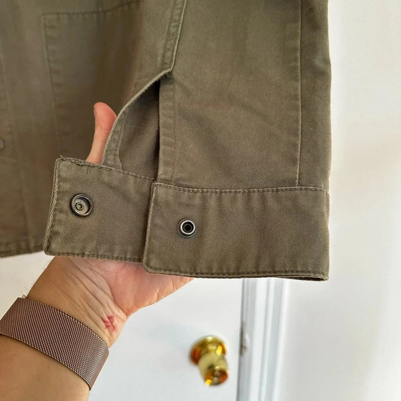 Legendary Good Mens Small Hooded Olive Green Military Style Jacket Snap closure - Picture 9 of 16